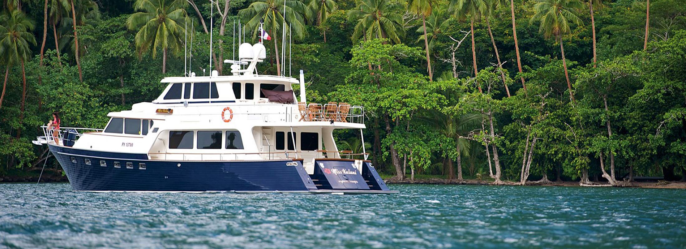 Miss Kulani Motor Yacht for Charter Tahiti Fiji Bora Bora slider 1